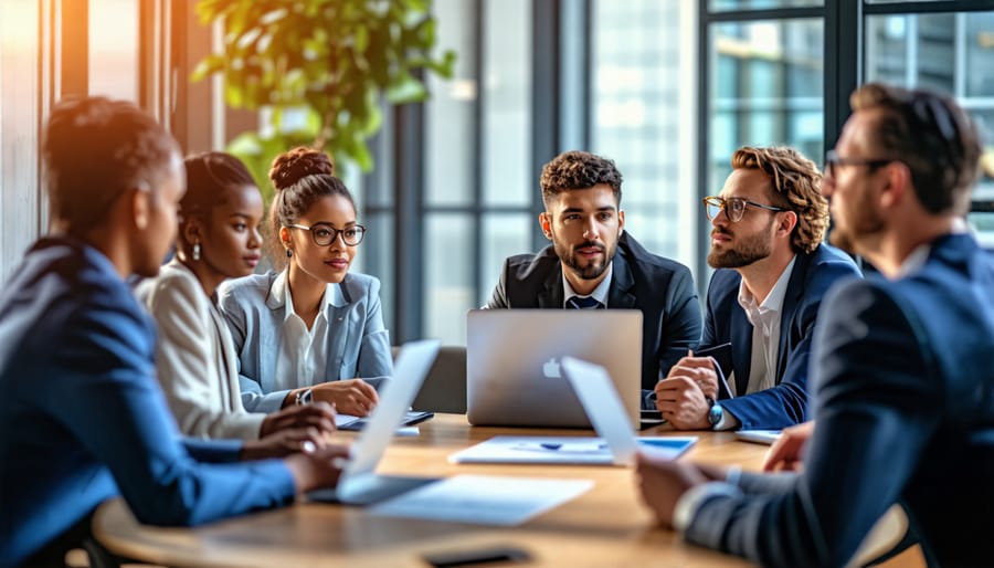 Team of entrepreneurs collaborating in a business meeting