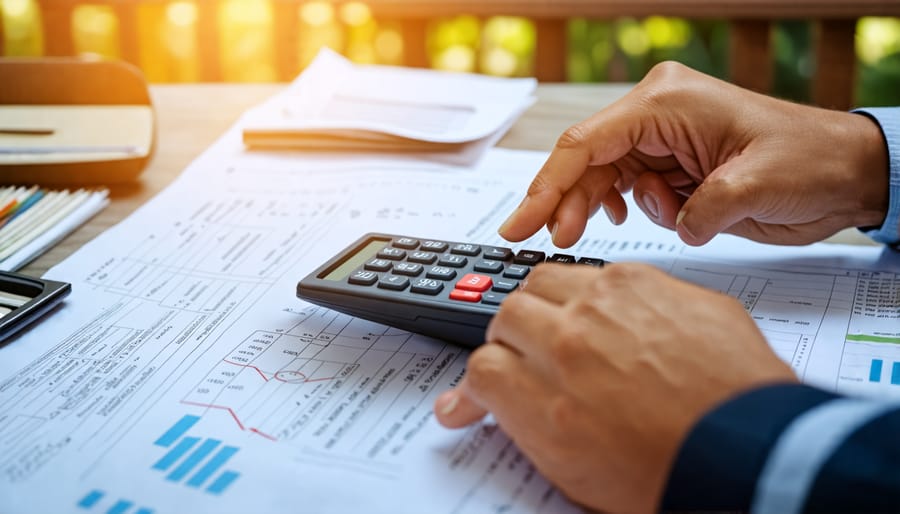 Reviewing financial statements and calculating figures