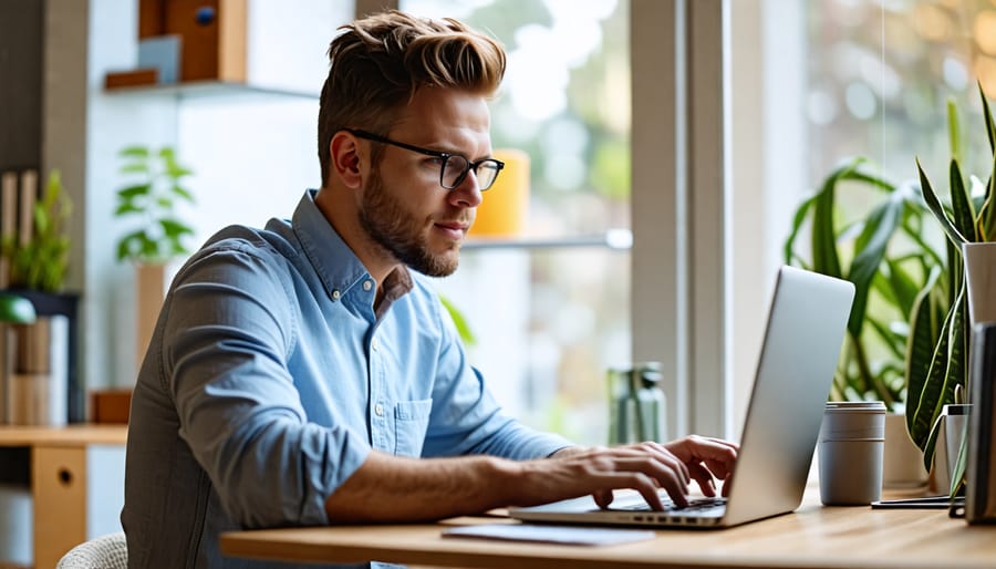 Entrepreneur working from home on a laptop