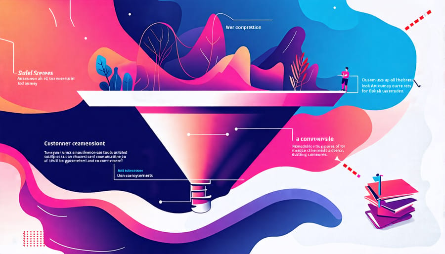 Diagram of a sales funnel, representing the marketing process