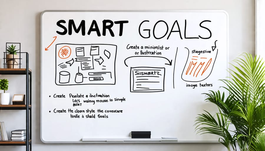 SMART goals written on a whiteboard