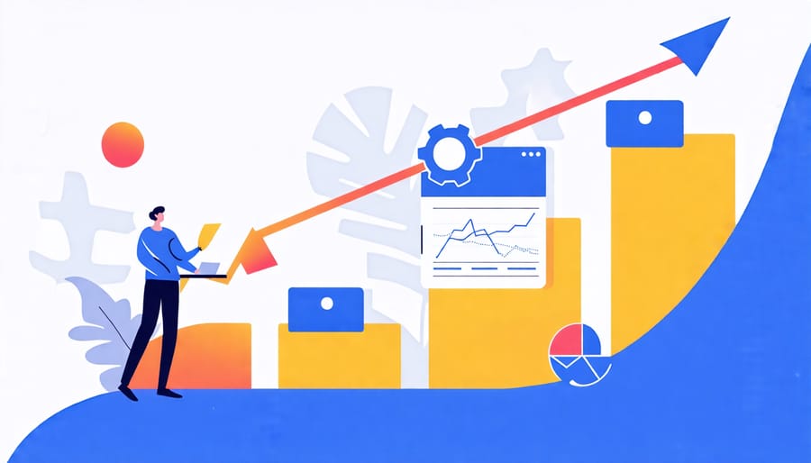 Graph depicting a small business's growth, showcasing increased performance post-digital transformation