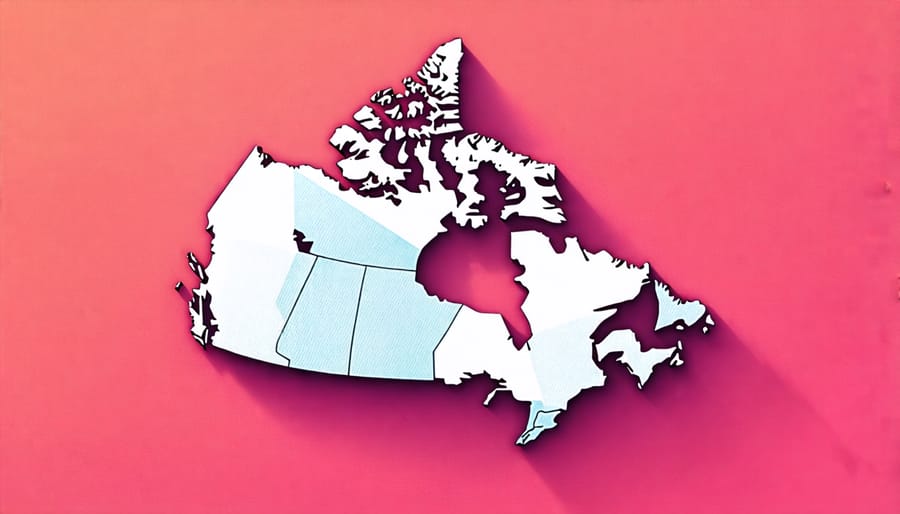 A map of Canada showcasing different regions offering eco-friendly business grants