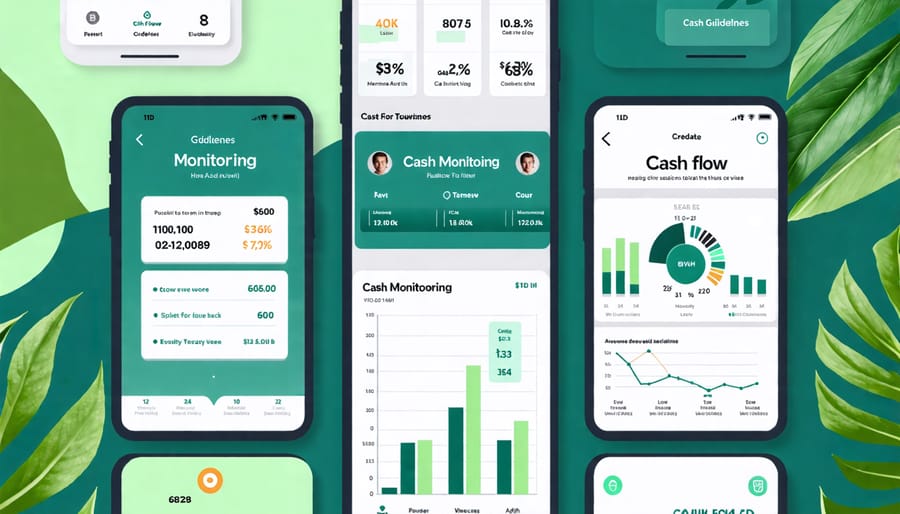 Screenshots showing how mobile apps display cash flow data and forecasts