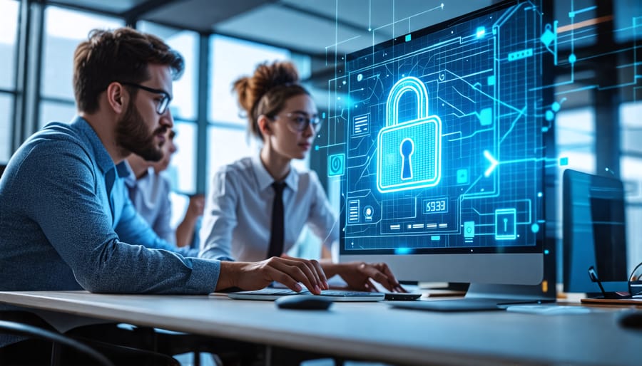 Employees being trained in cybersecurity best practices