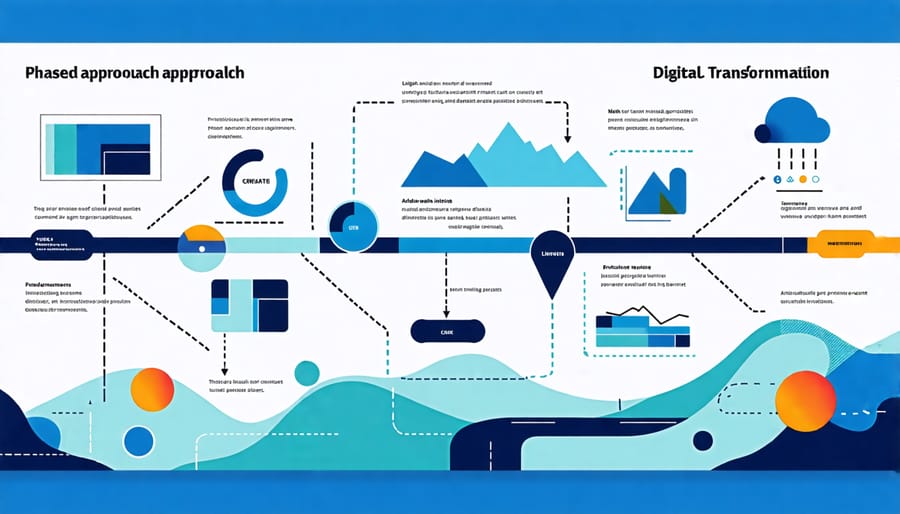 Diagram of a step-by-step digital transformation roadmap for small businesses