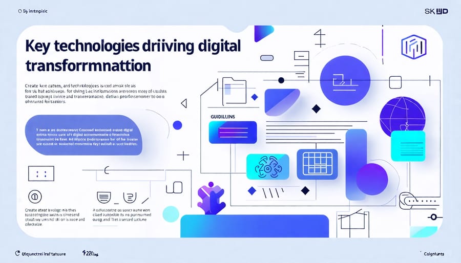 Infographic illustrating essential technologies enabling digital transformation