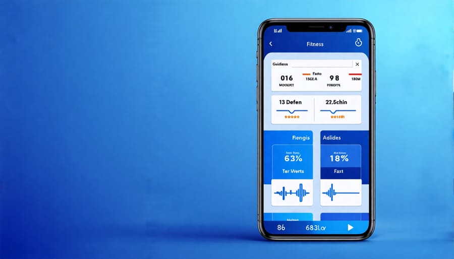 Fitness app on a smartphone showing workout tracking and goal setting for beginners