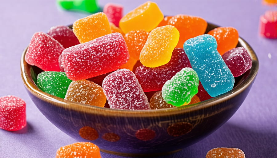 A visually striking assortment of vibrant freeze-dried candies in a bowl, symbolizing potential business opportunities in the confectionery market.