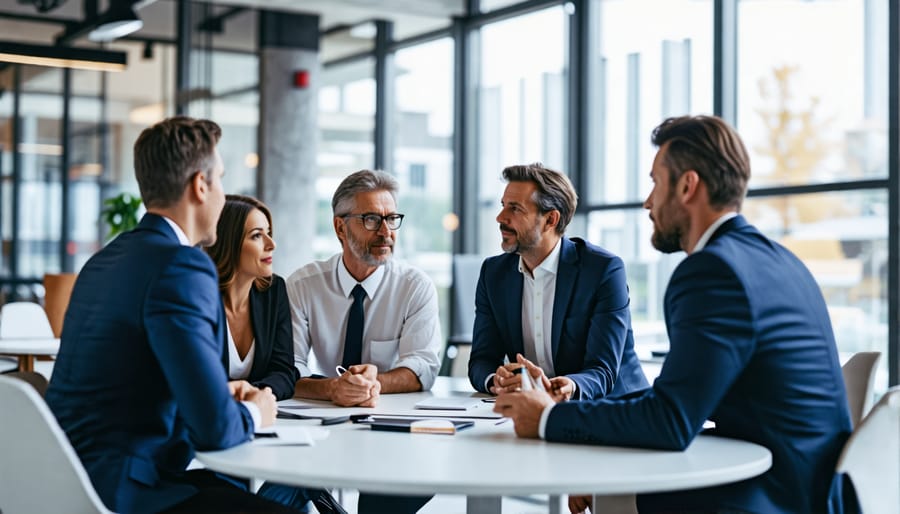 Team of business leaders strategizing during the take-off growth stage