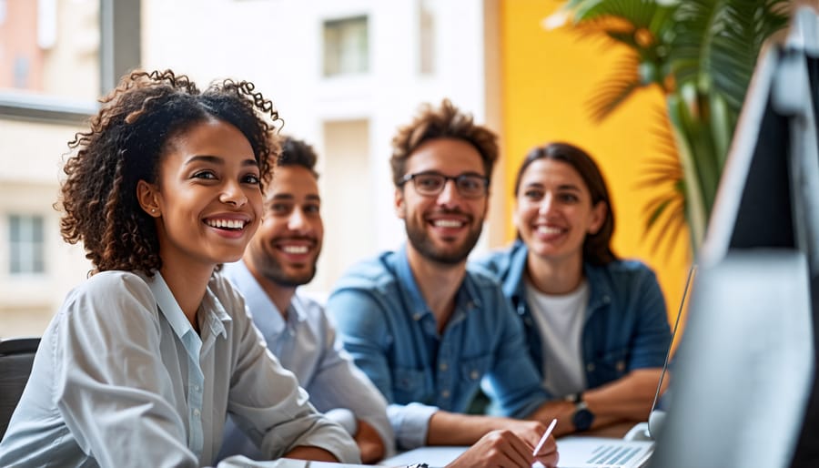 Remote team members participating in a productive video meeting