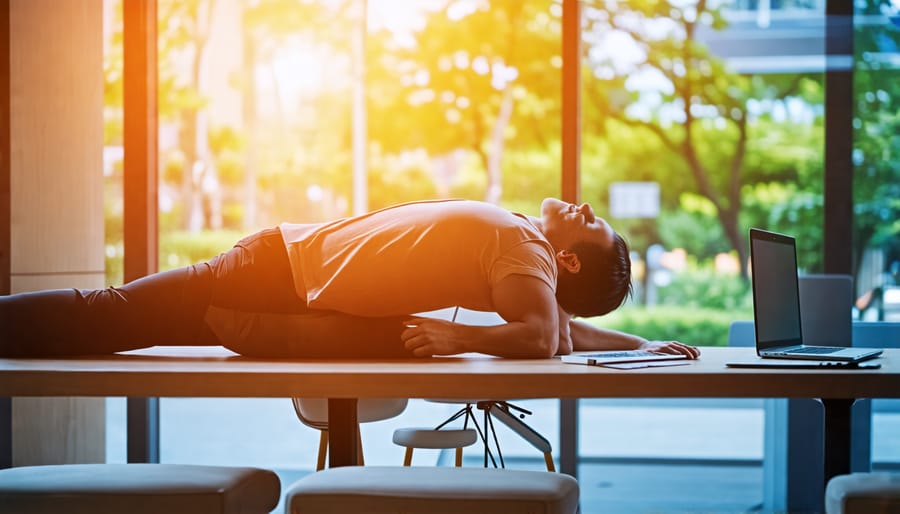 Remote worker taking a mindful break to support well-being and productivity