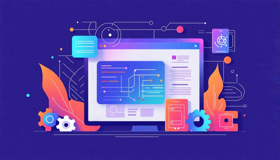 Conceptual image showing interconnected digital tools used for small business automation