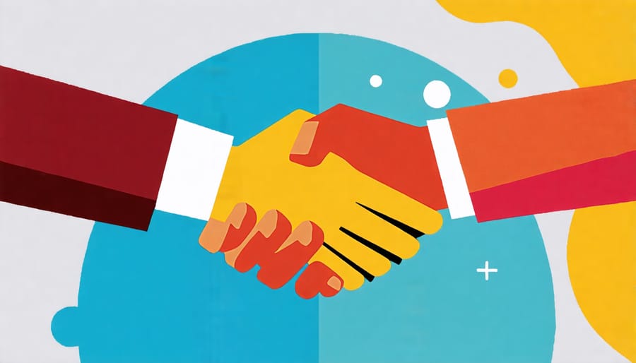 Handshake between an entrepreneur and an investor, representing successful business funding