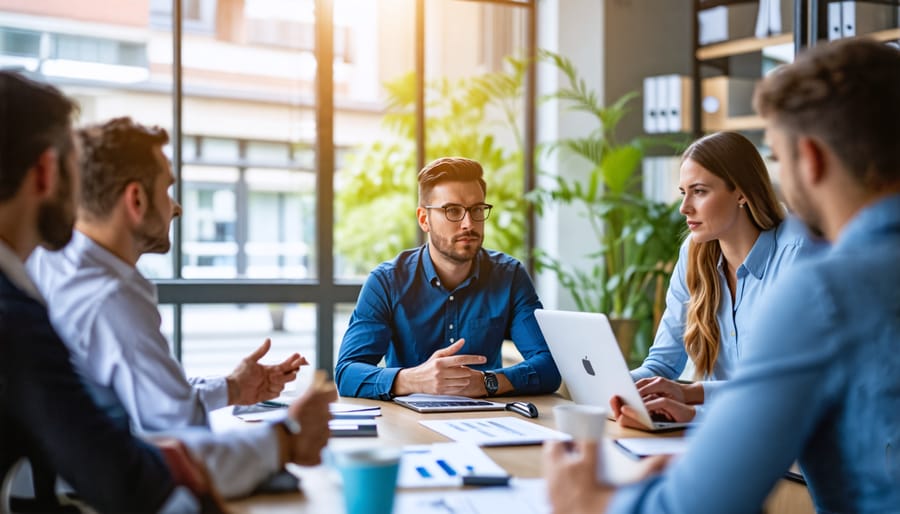 Small business team collaborating on digital transformation strategy