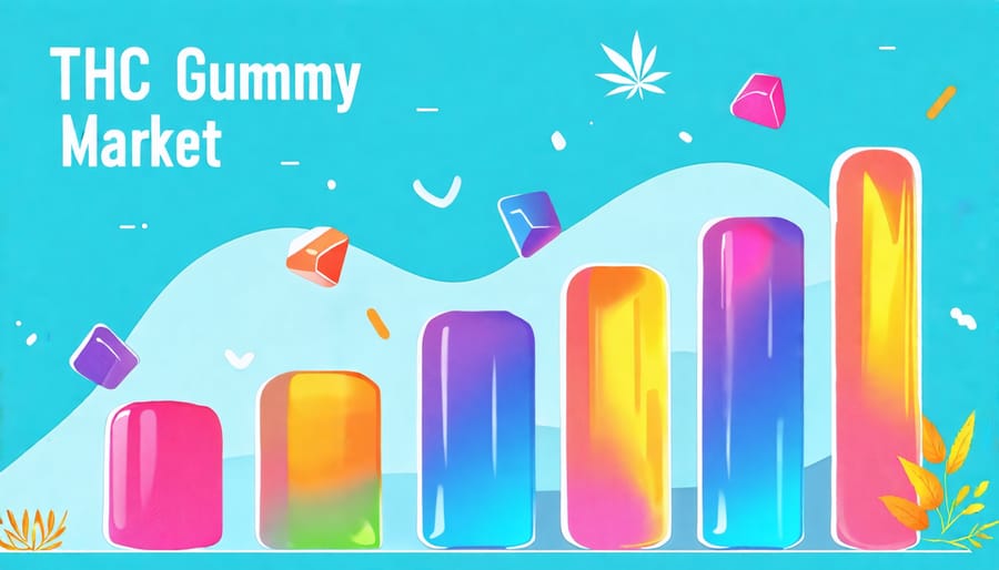 Market growth chart showcasing THC gummy trends