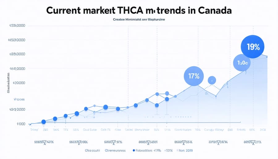 Graph showing trending data in the Canadian THCA market